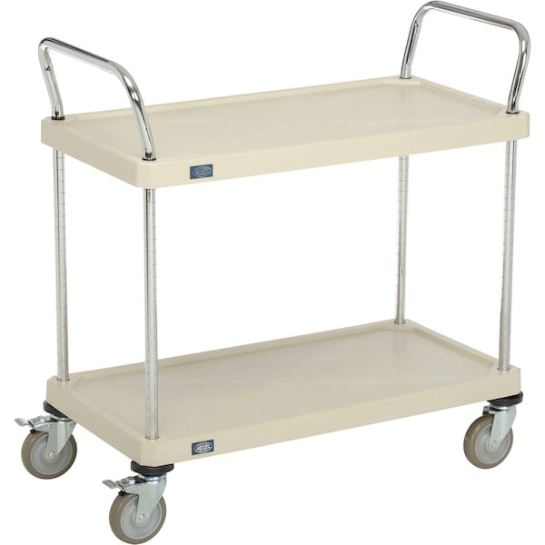 Nexel Plastic Utility Cart w/2 Shelves & Poly Brake Casters, 600 lb. Cap, 36inL x 18inW x 39inH B2276542 - main
